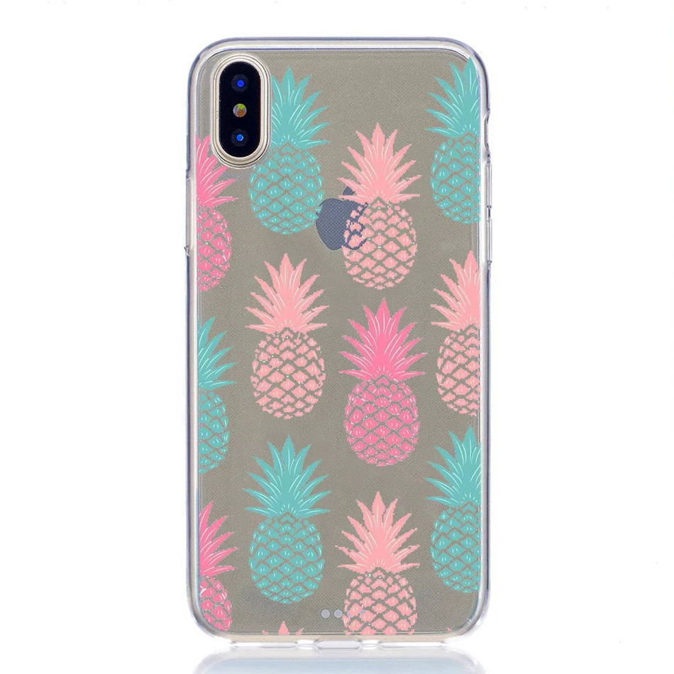 Чехол для iphone X xs max xr 6 6s 7 8 плюс принципиально Силиконовые Мягкий ананас пейзаж