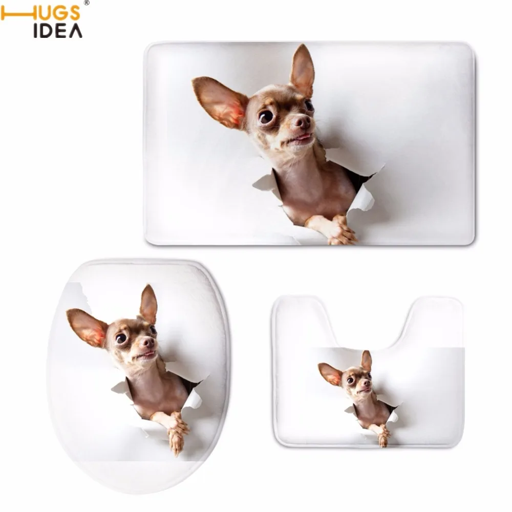 HUGSIDEA Милые 3D Животные Собака Чихуахуа напольные коврики для ванной комнаты