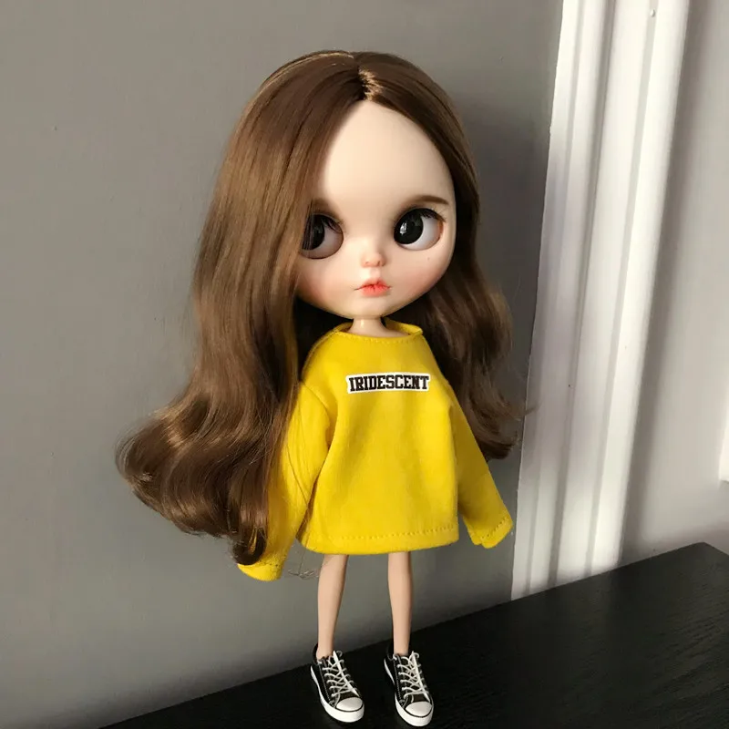 Новая Одежда для кукол Blyth с повседневным принтом желтая розовая толстовка