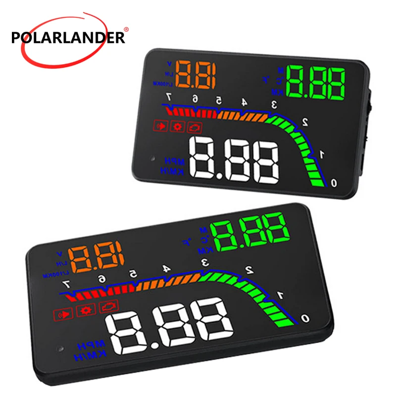 

HUD Driving Computer OBD 2 Multi-Color T100 Car Universal 4 Inch Digital HD Head Up Display Speed LED Alarm