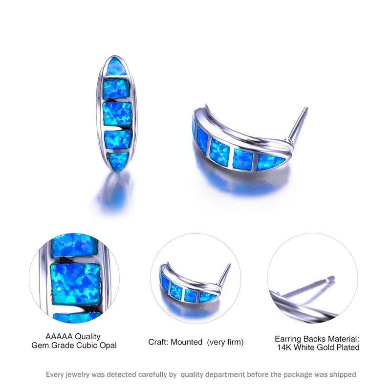 Boho милые женские белые серьги с голубым опалом Модные женские 925 пробы серебряные серьги винтажные Свадебные ювелирные изделия