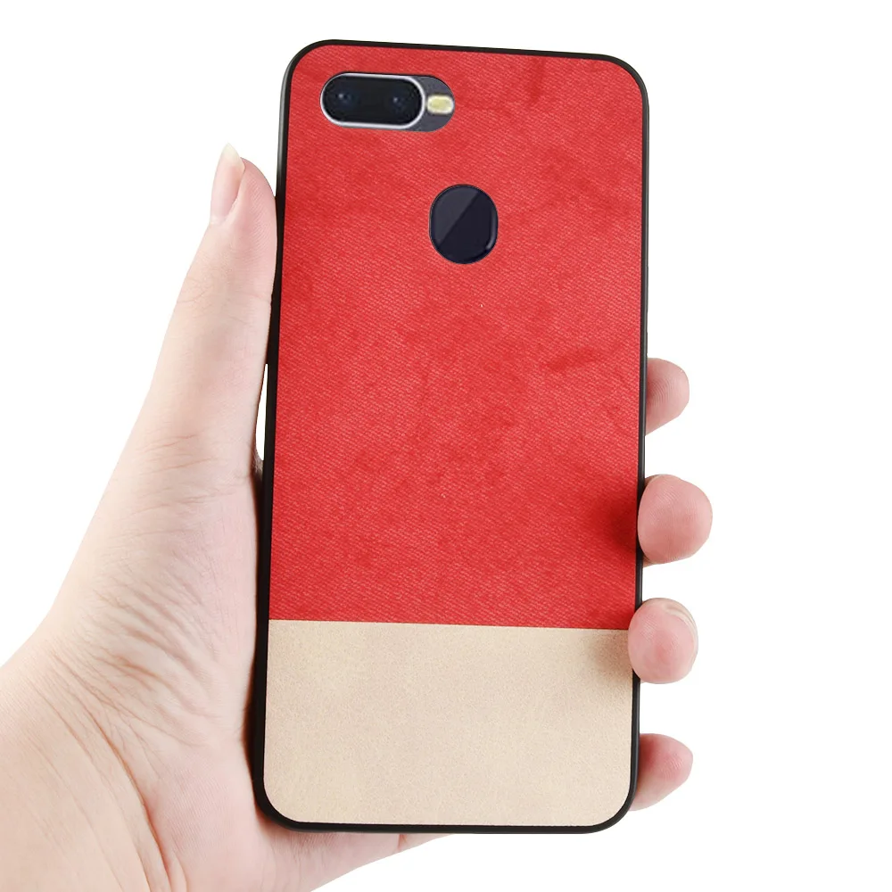 Для OPPO F9 чехол мягкий 3 в 1 ТПУ + ПУ ПК комбинированный контрастный Джинсовый из