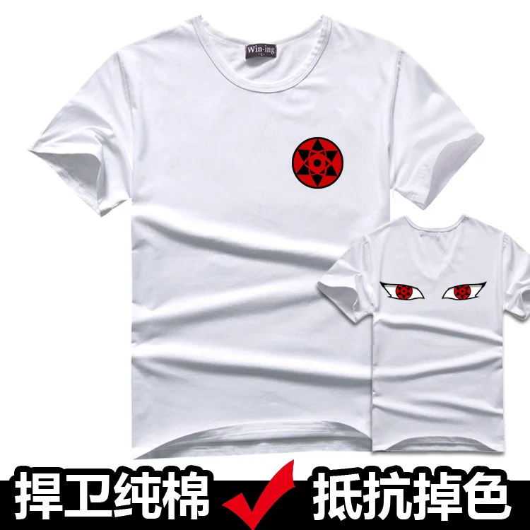 Free shipping Anime cos Naruto cosplay writing the wheel eye men and women models lovers short-sleeve 10 color size S-XXL | Мужская