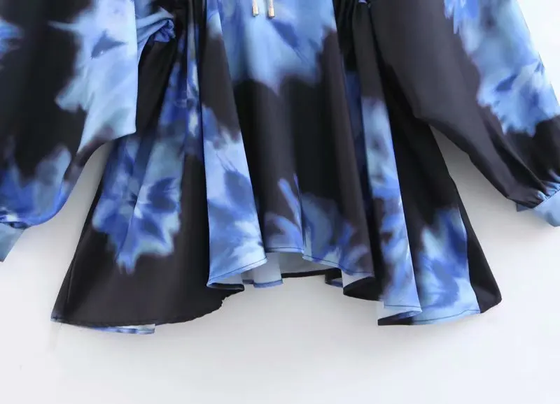 New arrival XZ55-1956 European and American fashion tie-dye printing v-neck blouse | Женская одежда