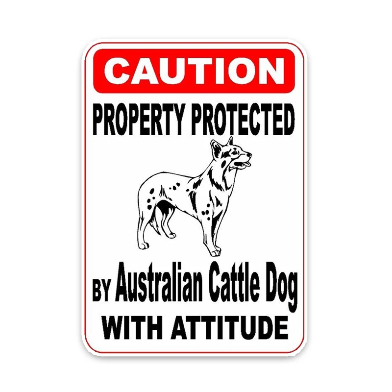 

YJZT 15*11.4CM Property Protected By Australian Cattle Dog Car Decoration Bumper Car Sticker C1-4685