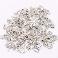 50pcs mix different vintage bead charms alloy beads european pendant fit pandora charm bracelet diy pendants feng0001