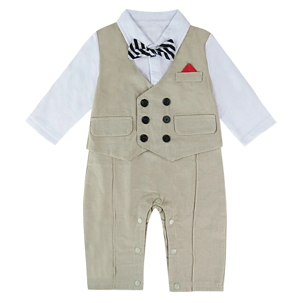 Baby Boy Suit Wedding Romper Newborn Baptism Formal Outfit Infant Party Gentleman Clothes Costume Set Long Sleeves |