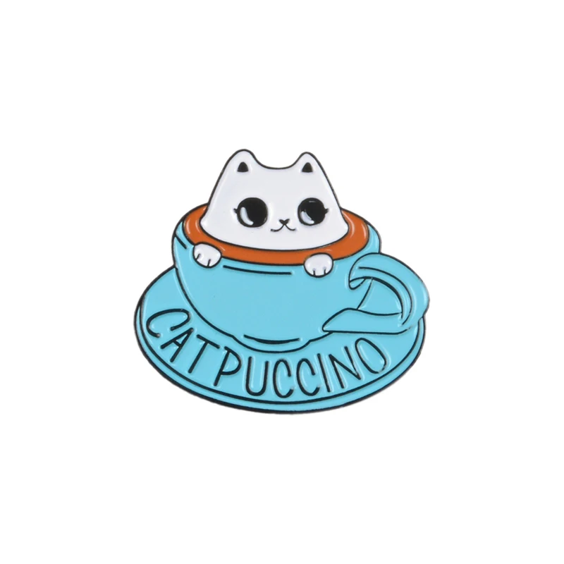 Cup and coffee skull stars Cat combination Denim Enamel lapel pins collection Badges Brooches Gifts for friend Jewelry wholesale