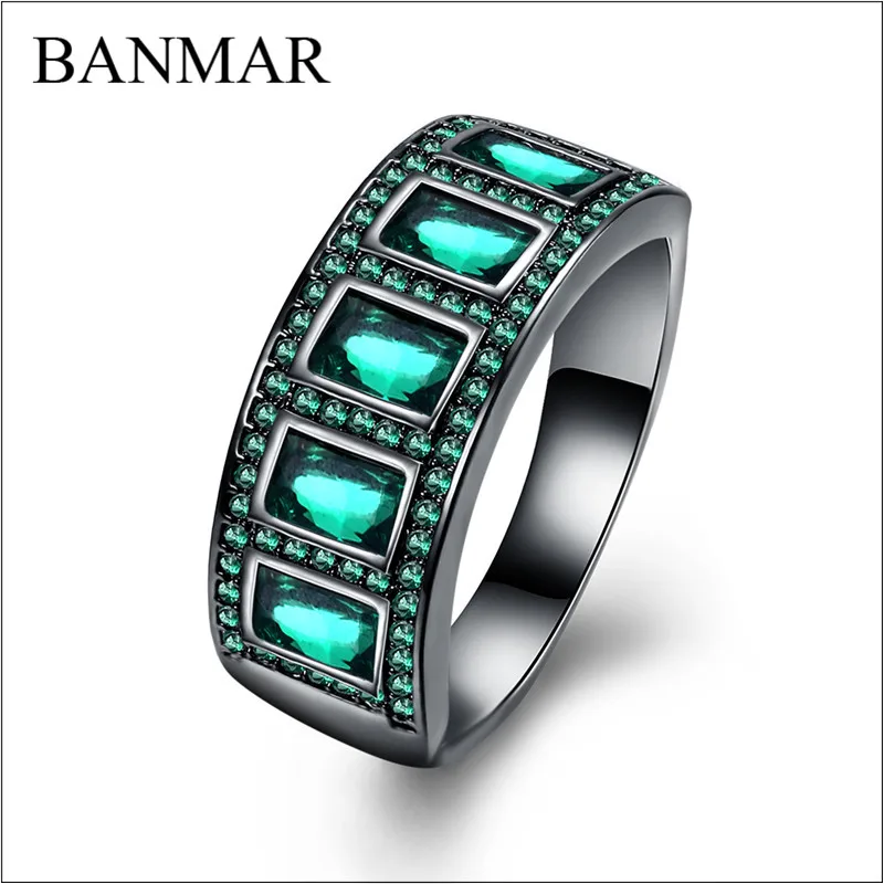 Banmar Новый Винтаж зеленый черный Gold Filled красное кольцо Для женщин Свадебные