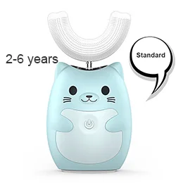 Blue standard 2-6 Kid sonic перезаряжаемая электрическая зубная щетка автоматическая зубная щетка 360 градусов ультра звуковая Мягкая силиконовая электрическая детская зубная щетка - Цвет: Blue standard 2-6