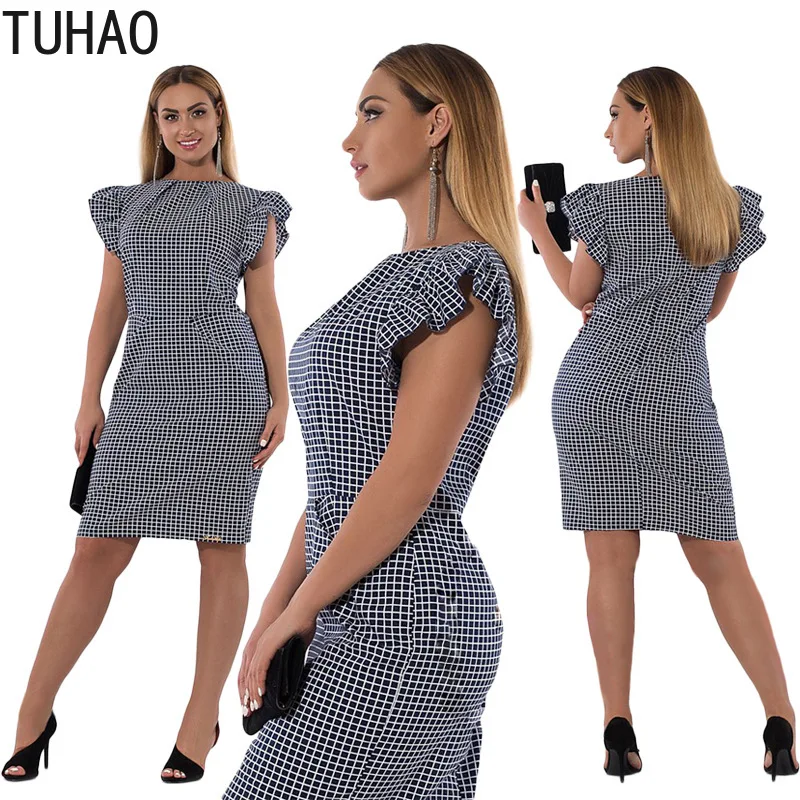Модные клетчатые платья размера плюс 6XL 5XL 4XL 2019 летнее платье-карандаш больших