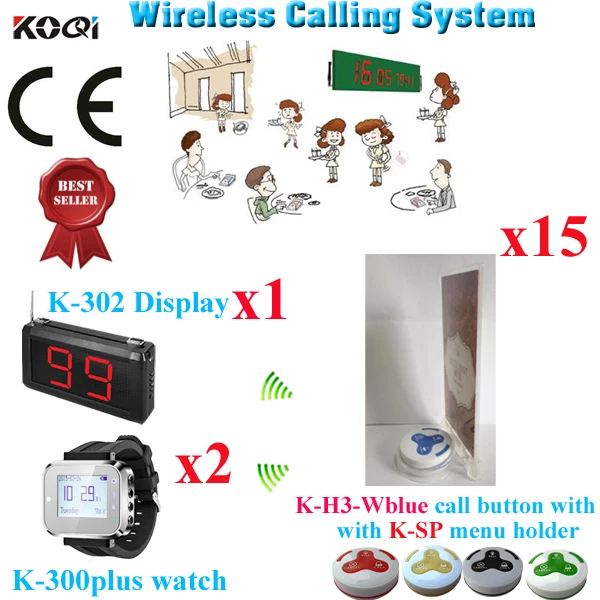 Digit Pager System Vibrating Restaurant Pagers Or Coffee Bar Wireless(1 display+2 watch+15 button+15 menu holder) | Компьютеры и офис