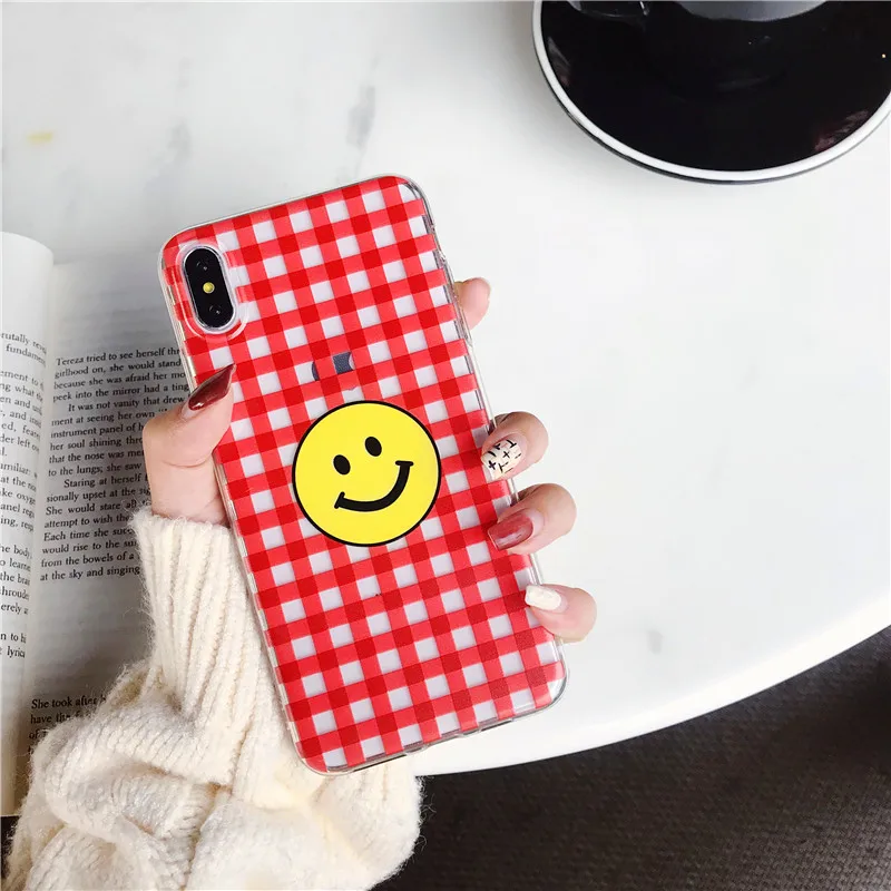 Простой смайлик желтый мягкий силиконовый чехол для телефона Fundas Coque iPhone 6 S Plus 7 8 X
