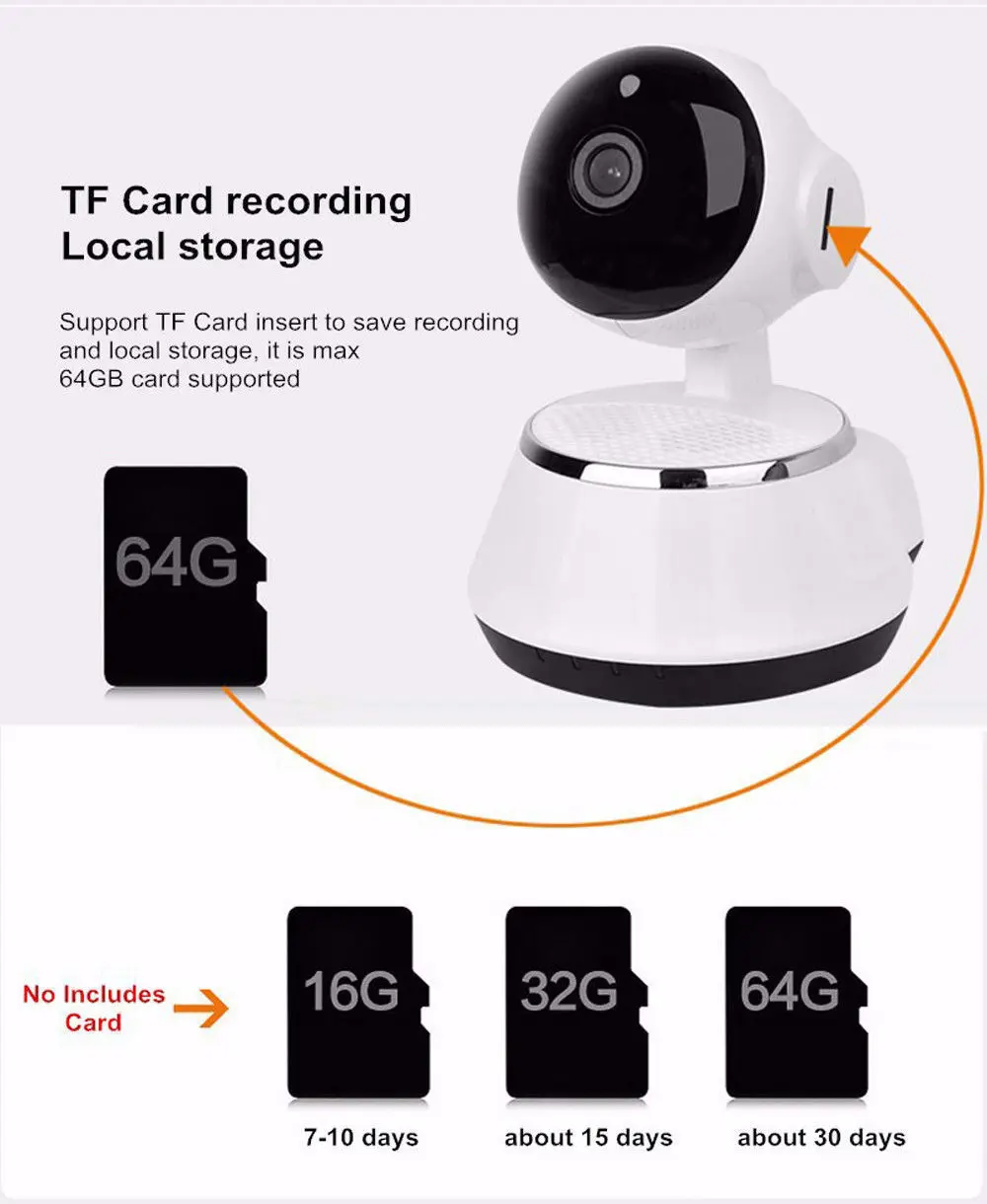 JCWHCAM 720P домашняя IP камера безопасности Беспроводная умная WiFi Wi Fi запись