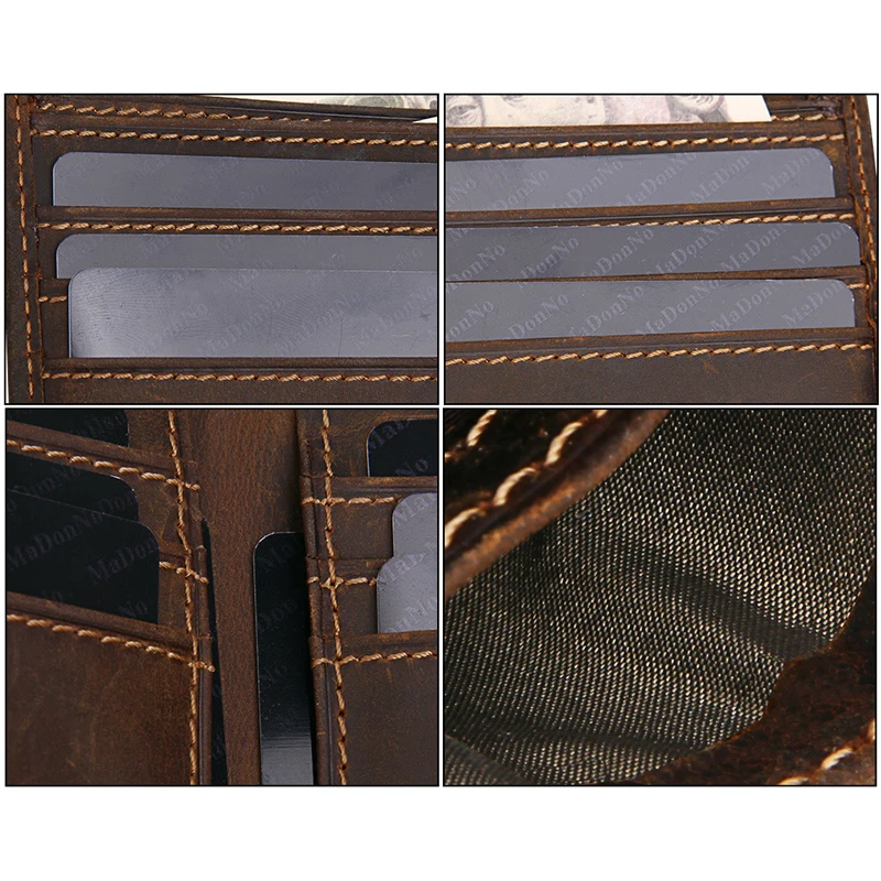 

BONAMIE HOT Genuine Leather Men Wallet RFID Blocking Design Monederos Male Purse High Quality Card Holder Wallet Gift For Men