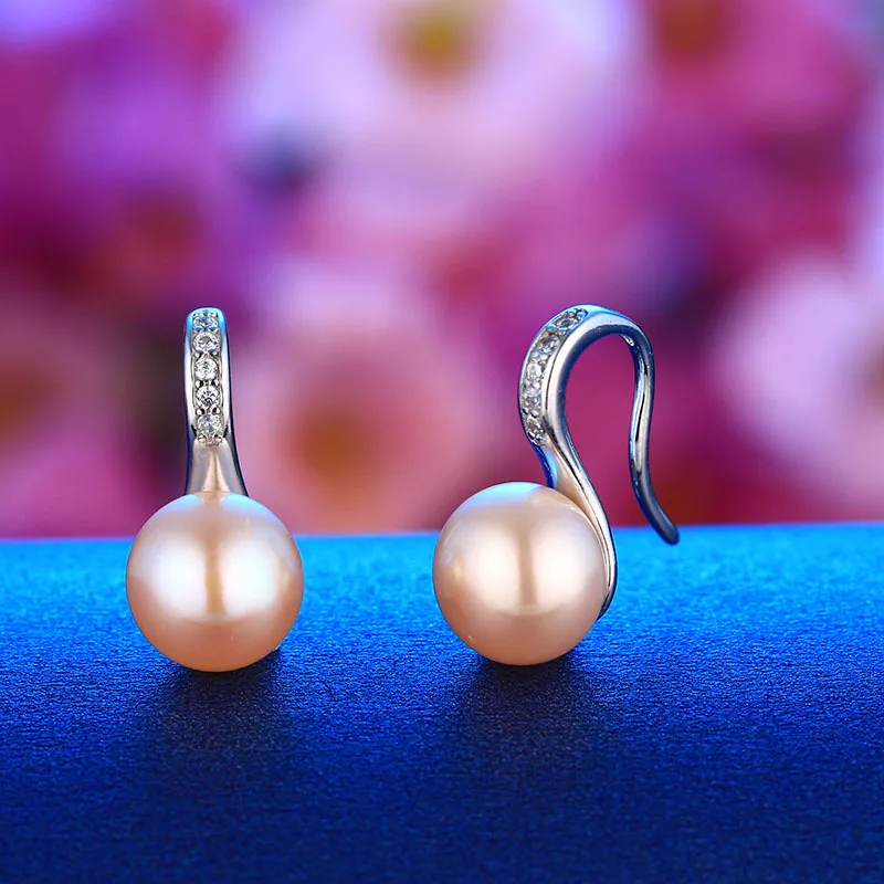 Dainashi 925 Sterling Silver hot Shiny Zircon Earrings Genuine Natural Freshwater Pearl New Fashion High Jewelry Gift for Women | Украшения