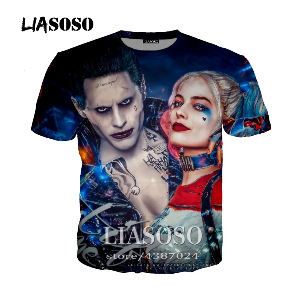 LIASOSO новинка 2018 Harajuku Женская Повседневная футболка мужская фильм отряд самоубийц