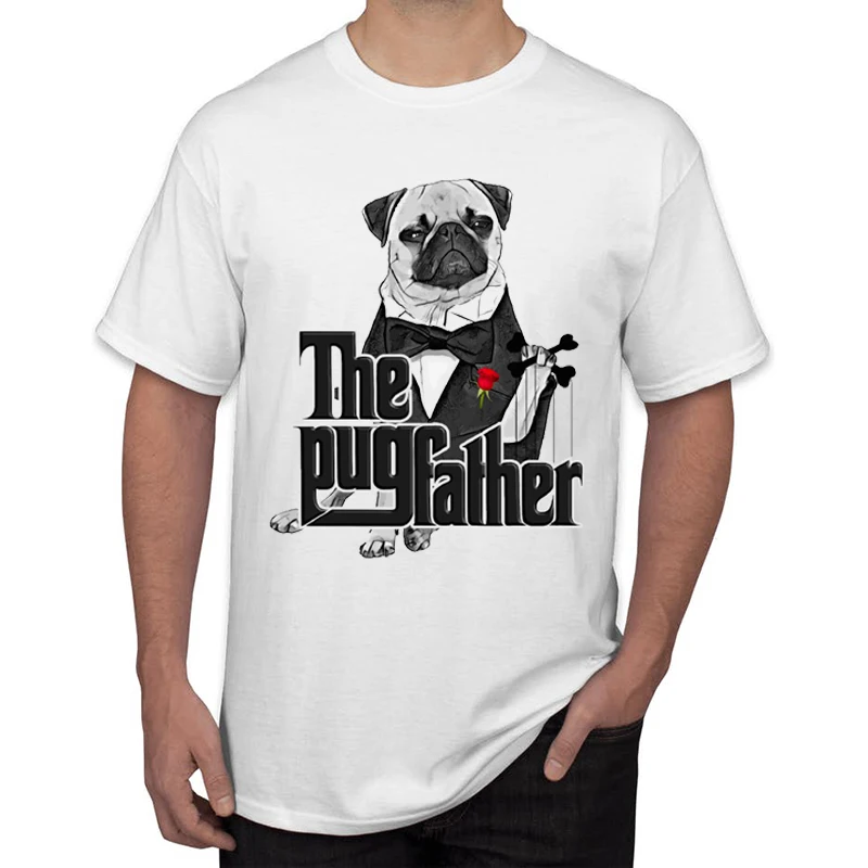 TEEHUB Лидер продаж Hipster Pugfather печати мужская футболка в винтажном стиле виде мопса