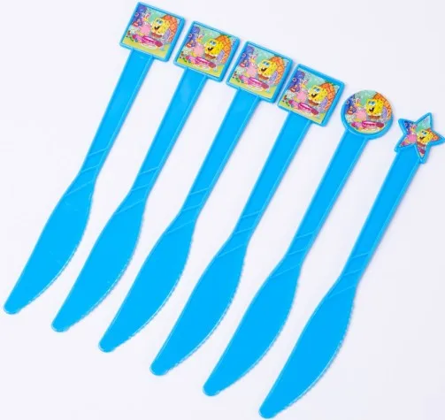 6 pcs knives С днем рождения ребенка мальчик душ свадьба фестиваль вечерние украшения набор баннер салфетки стакан с соломинкой тарелка поставщик - Цвет: 6 pcs knives