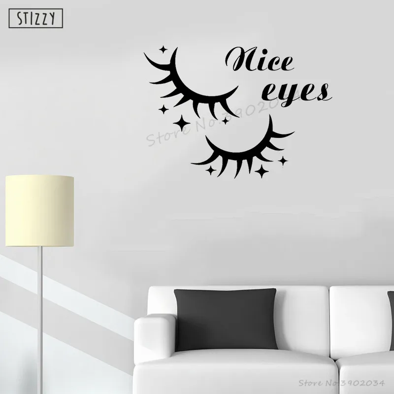 STIZZY Wall Decal Girls Beauty Salon Vinyl Sticker Eyelashes Quote Modern Fashion Woman Eyes Window Decor Interior DIY A493 | Дом и сад
