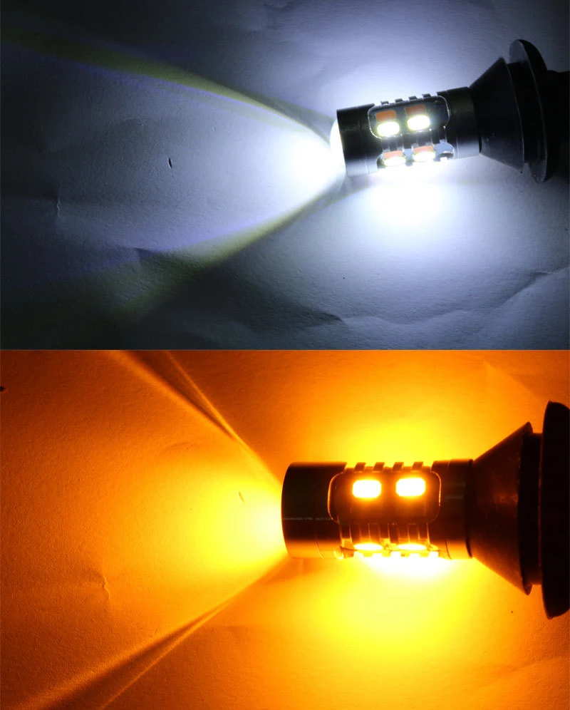 Супер яркий 1156 P21W BA15S Bau15S 7440 20SMD Canbus безошибочный двойной цвет Янтарный Белый