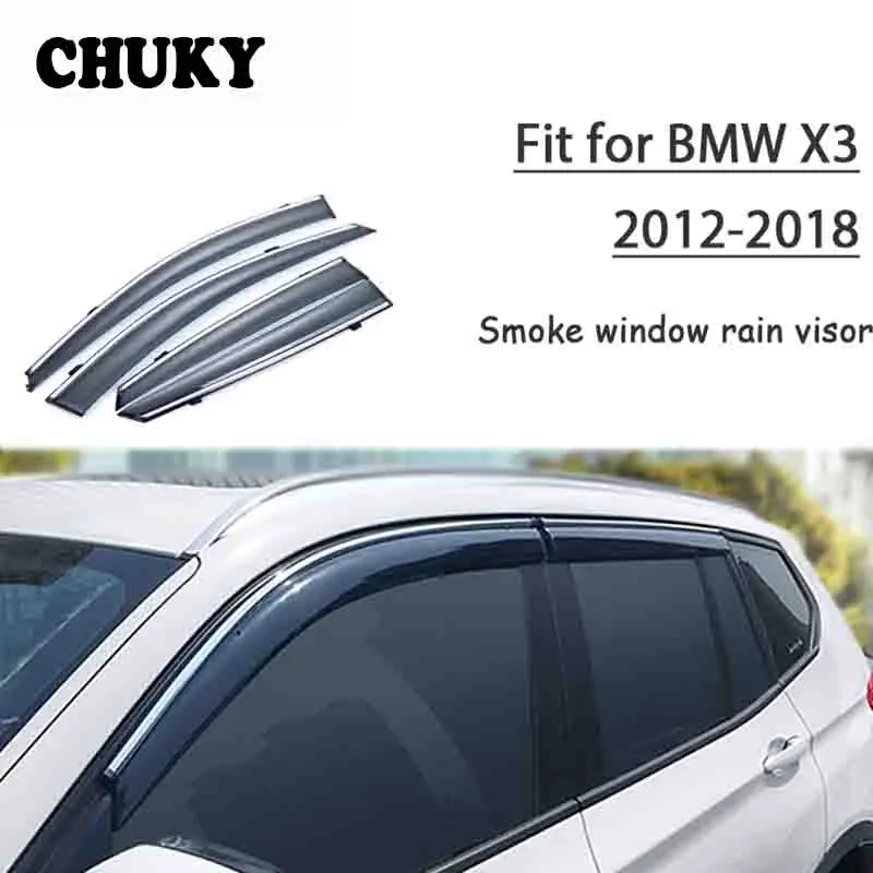 

Chuky 4pcs ABS Car Styling Window Sun Visors Awnings Shelters Rain Shield For BMW X3 2012-2016 2017 2018 Auto Accessories