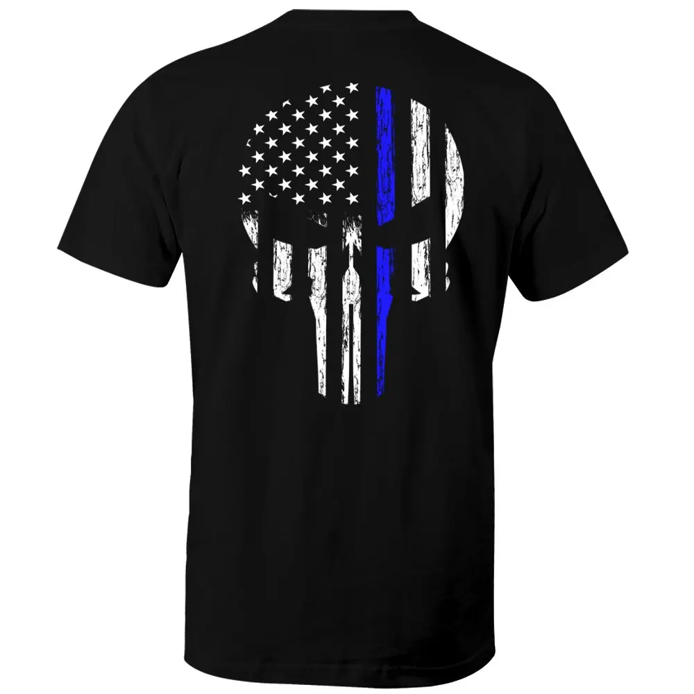 

Tees Thin Blue Line Leo Police Usa Skull Flag Tshirt Brand 2019 Short Sleeve Cool T-Shirt Designs Best Selling Men Cool T Shirts