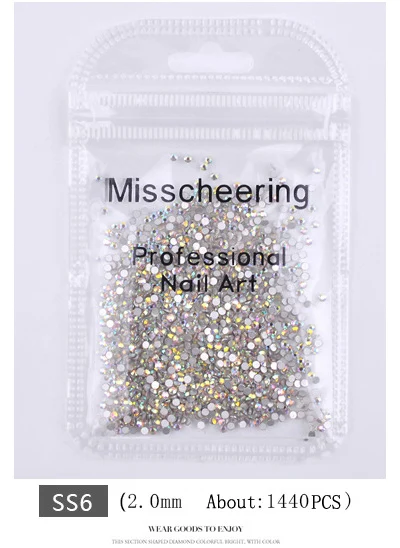SS6 (AB 2.0mm ) Высокий свет ААА Стразы Кристалл AB прозрачный SS3-SS40(1,3 мм-6,5 мм) не стразы с плоской задней стороной на горячей фиксации для ногтей 3D ногтей искусство драгоценные камни - Цвет: SS6 (AB 2.0mm )
