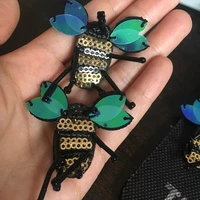 6pcs sequined beaded bee patch collor applique sewing on patches for clothing bags embroidered parches bordados ropa accessories