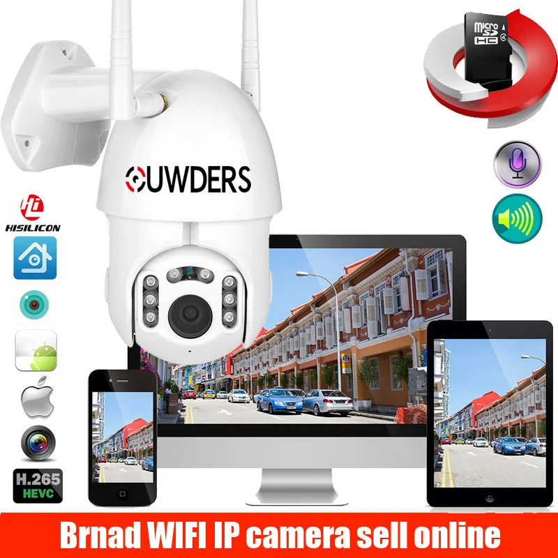 

H.265 1080P PTZ IP Camera Wifi Outdoor Speed Dome Wireless Wifi Security Camera Pan Tilt Two Antennas Network CCTV Surveillance