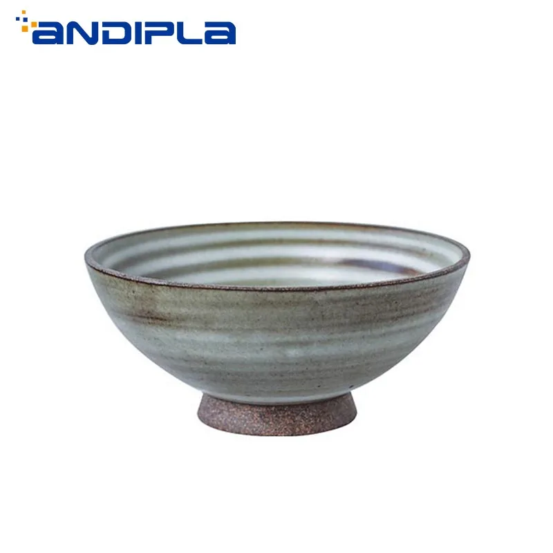 Старинная керамическая миска посуда ручной работы в японском стиле грубая чаша