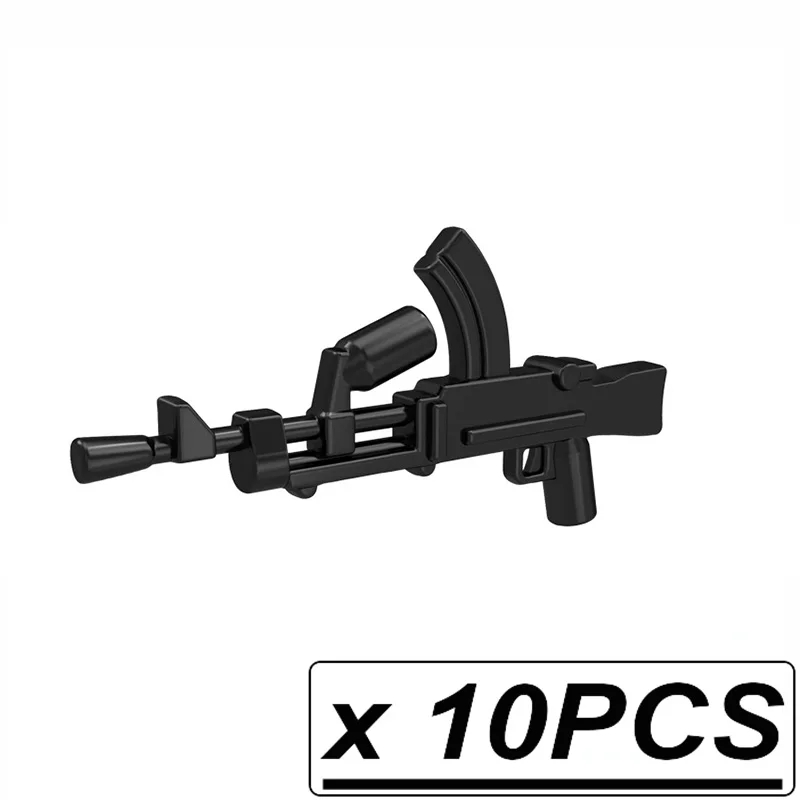 10 шт./лот WW2 пушки военное оружие винтовка машина Submachine SMG SWAT MOC части строительные блоки кирпичи игрушки для детей - Цвет: 10PCs PJ0074