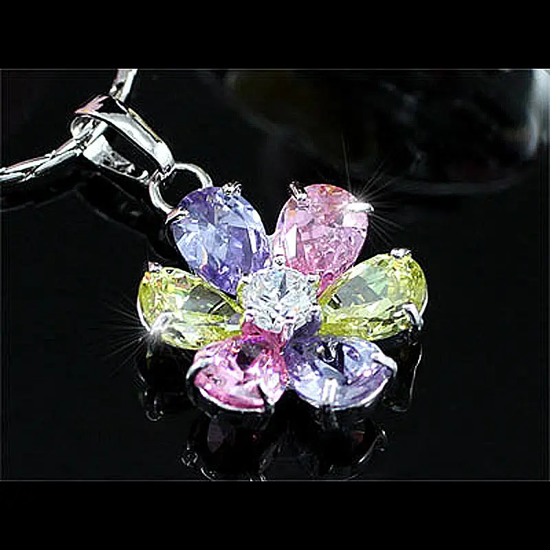 Павлин звезда Многоцветный CZ цветок кулон и ожерелье CSN300|flower pendant|necklaces & pendantsnecklace
