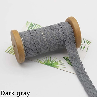 Dark gray Meetee 22 метра 20 мм многоцветная эластичная лента эластичное кружевное полотно DIY Детская резинка для волос одежда швейный материал эластичное кружево EB002 - Цвет: Dark gray