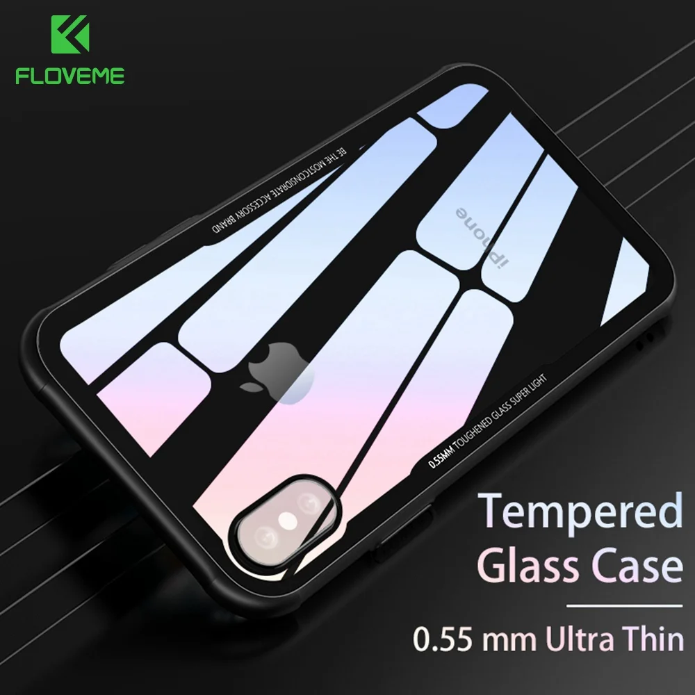 FLOVEME Tempered Glass Case For iPhone 6 6S 7 8 Plus X XS Max XR Prevent Scratch Phone Cases 10 Cover |