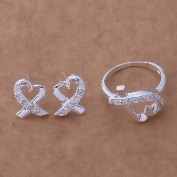 AS165 Lucky серебряного цвета классические высококачественные ювелирные наборы для женщин серьги 150 + кольцо 238 /bjdakaka Ahdaiyka