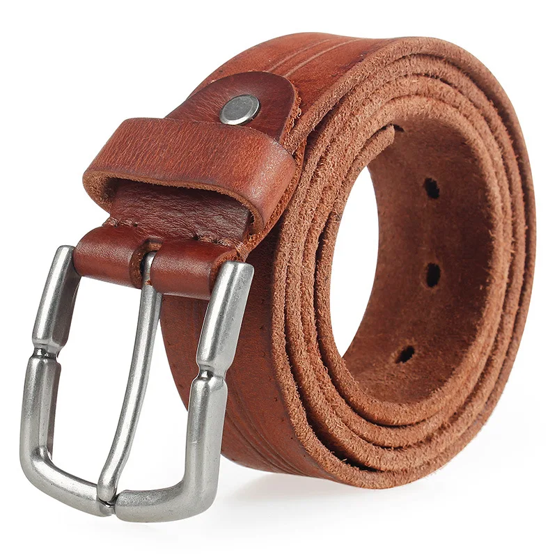 566  Men's leather Belt Cowhide Leather needle buckle minimalist retro decorative waist Belts Boy wide student Jeans Belt