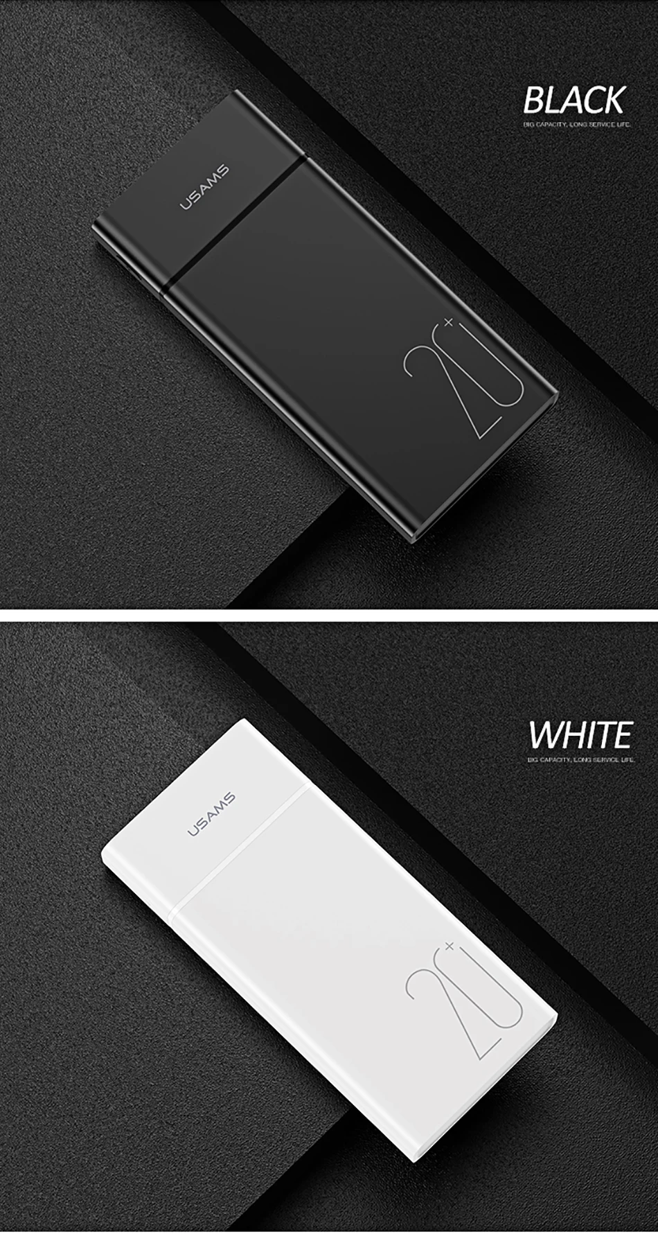 USAMS 20000mAh power Bank 2.1A быстрая зарядка банк питания для iPhone samsung Xiaomi Двойной вход и выход Внешняя батарея повербанк