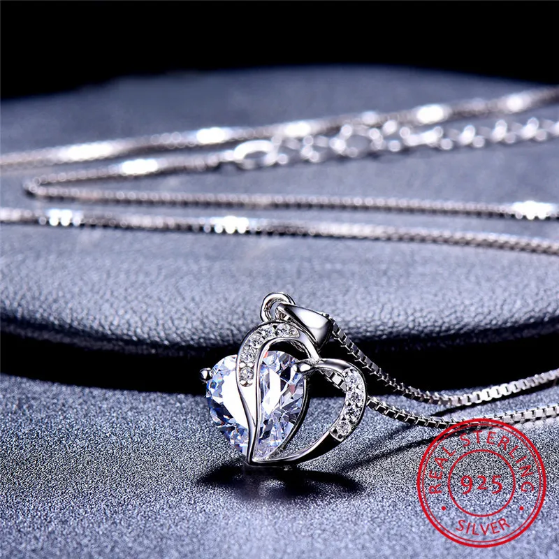 Женская цепочка из стерлингового серебра 925 пробы подвеска в виде сердца океана