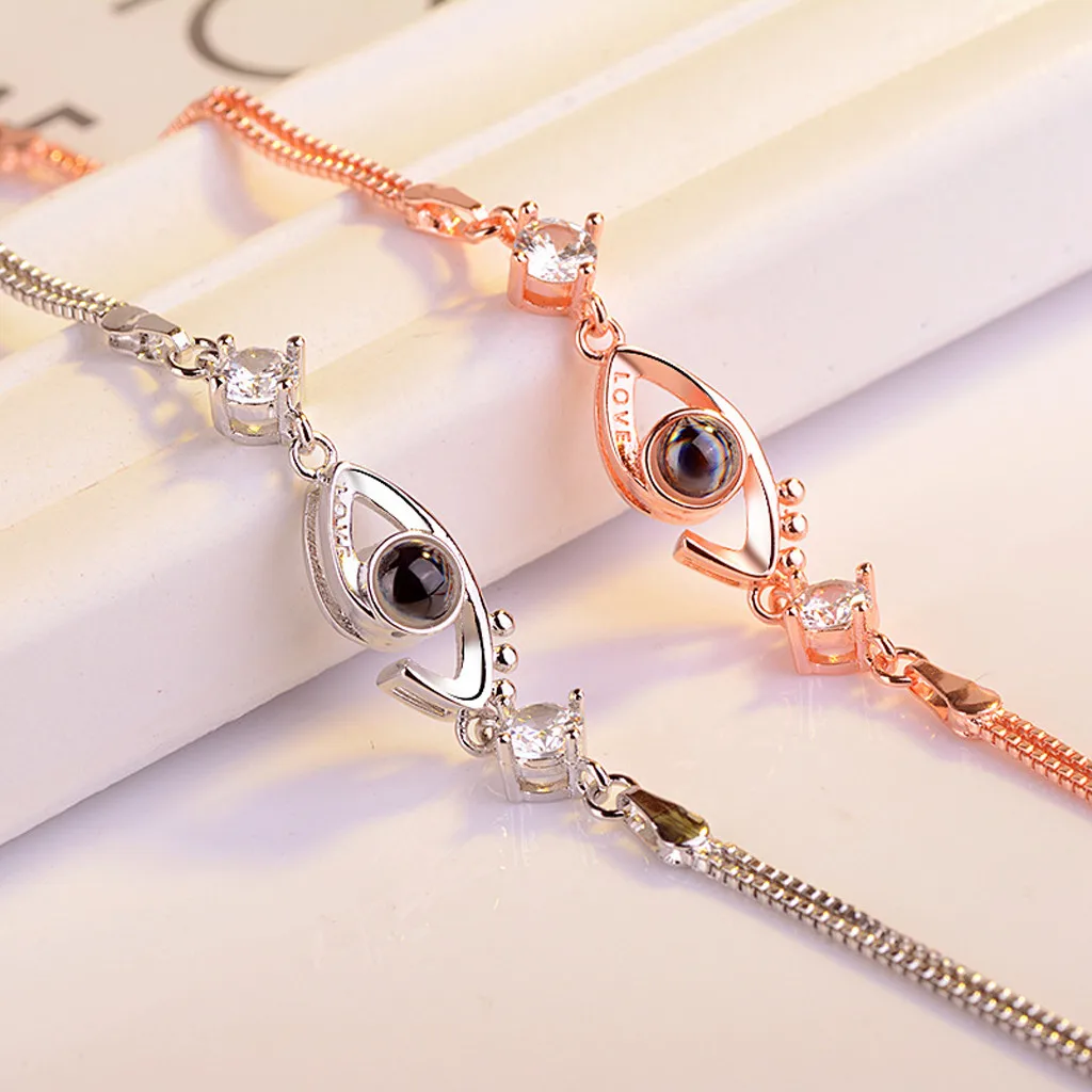 Женский браслет на 100 языках подарок день Святого Валентина с проекцией памяти