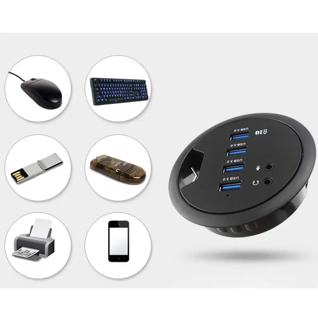 USB 3 0 разветвитель 4 портовый круглый концентратор с разъем для подключения