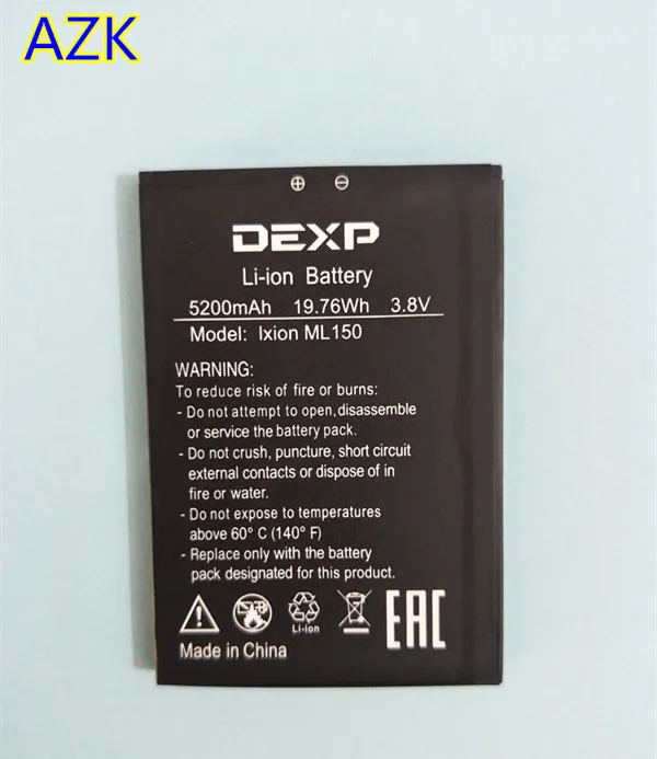 AZK Новая батарея 3 8 в 5200 мАч аккумулятор для DEXP Ixion ML 150 ML150 AMPER M Замена