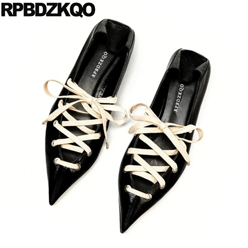 зашнуровать мулы дам итальянский Размер 9 черный плоские Дизайнерская обувь