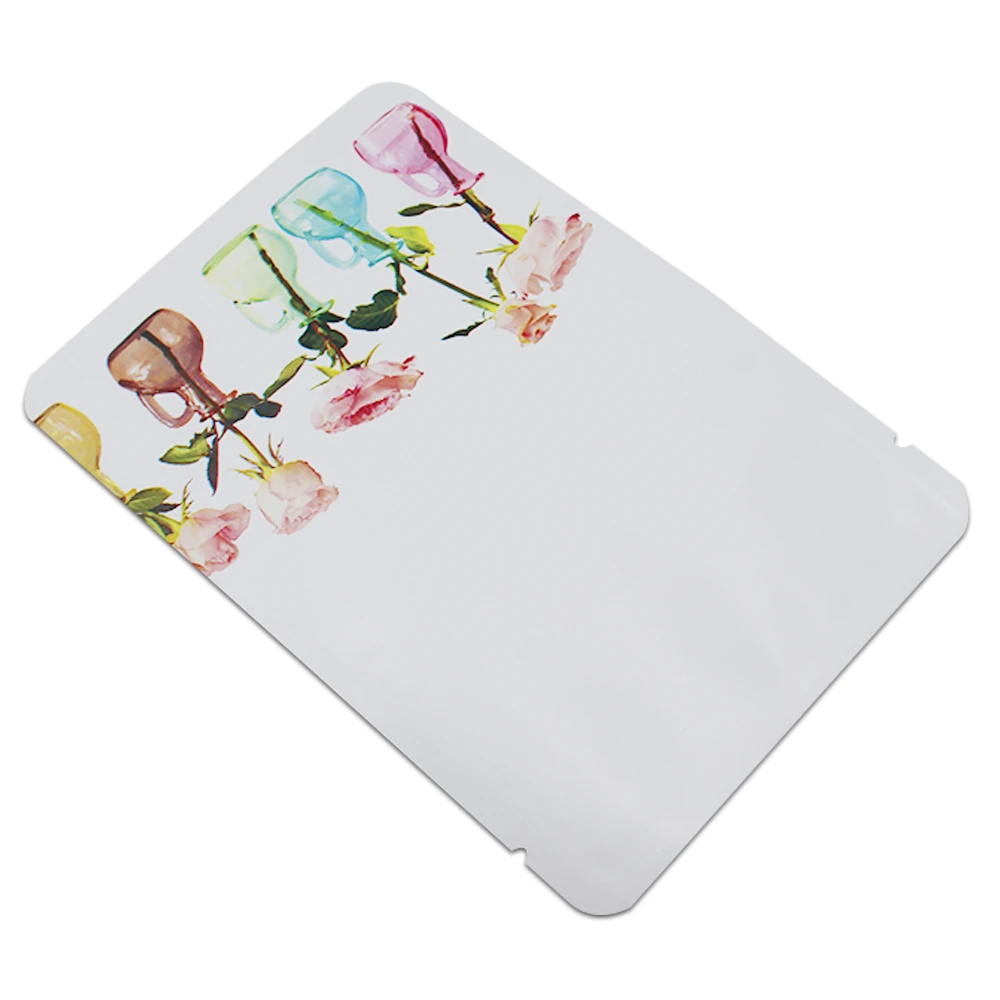 30 шт./лот матовый белый Открытый Топ с принтом розы чистый мешок из алюминиевой