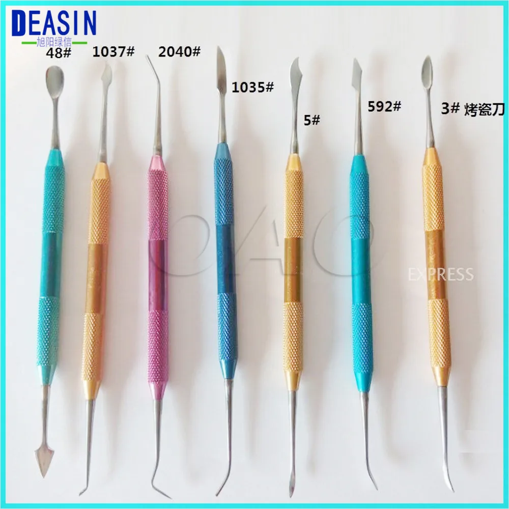 

Free shipping 7Pcs /set Factory outlet Dental Lab Denture Ceramic Porcelain Knife Blade Spatula Double Head New