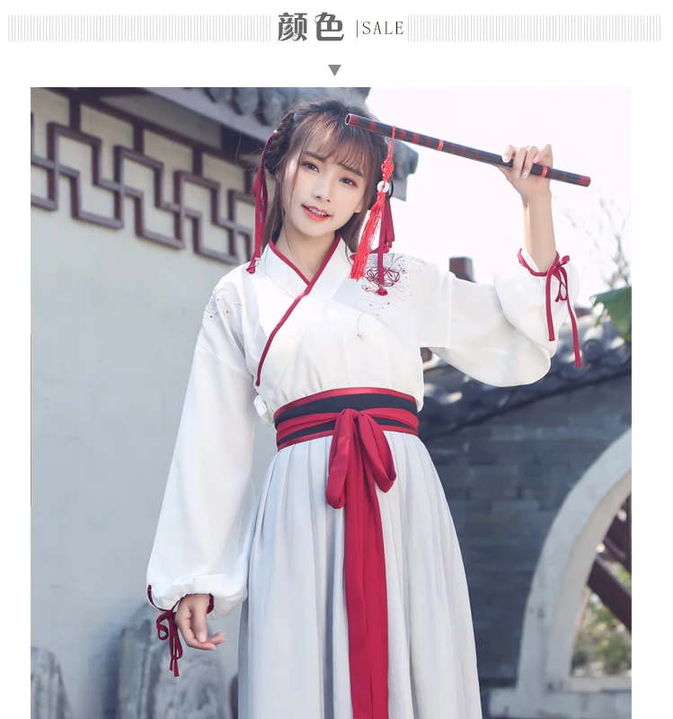 Традиционные народные классическая Вышивка Hanfu Для женщин древний танец костюм династии Тан сказочной принцессы Одежда для танцев DL3761