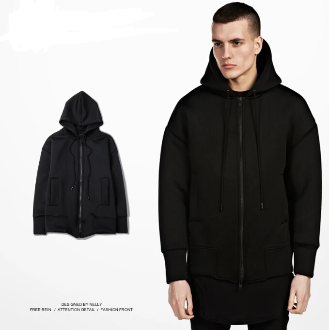 WOW High street 2015 bramd new fashion space cotton double zipper hoodies KANYE YEEZY men's hip hop streetwear jacket outerwear | Мужская