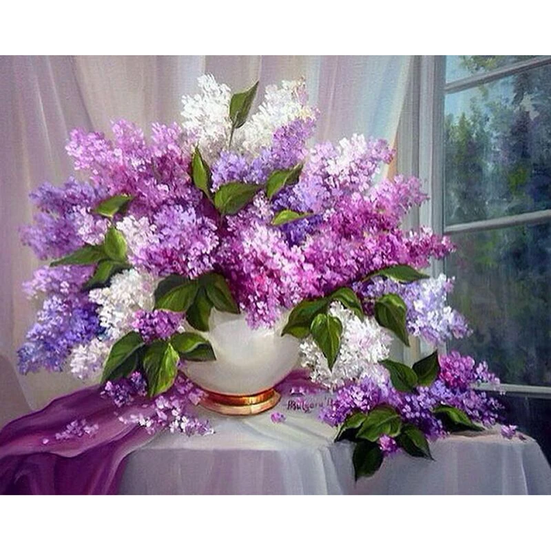 Алмазная 5d Вышивка в виде цветов сирени квадратная/Круглая Мозаика картины для