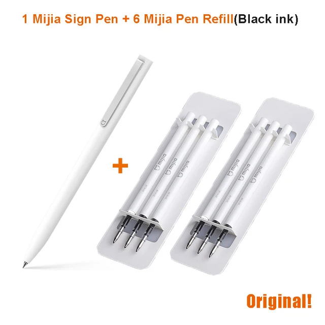 1 Pen and 6 Refills Оригинальные ручки для подписи Xiaomi Mijia, ручки для подписи, гладкие ручки PREMEC 9,5 мм, швейцарская заправка MiKuni, японские чернила, ручки Mijia, черные заправки - Цвет: 1 Pen and 6 Refills