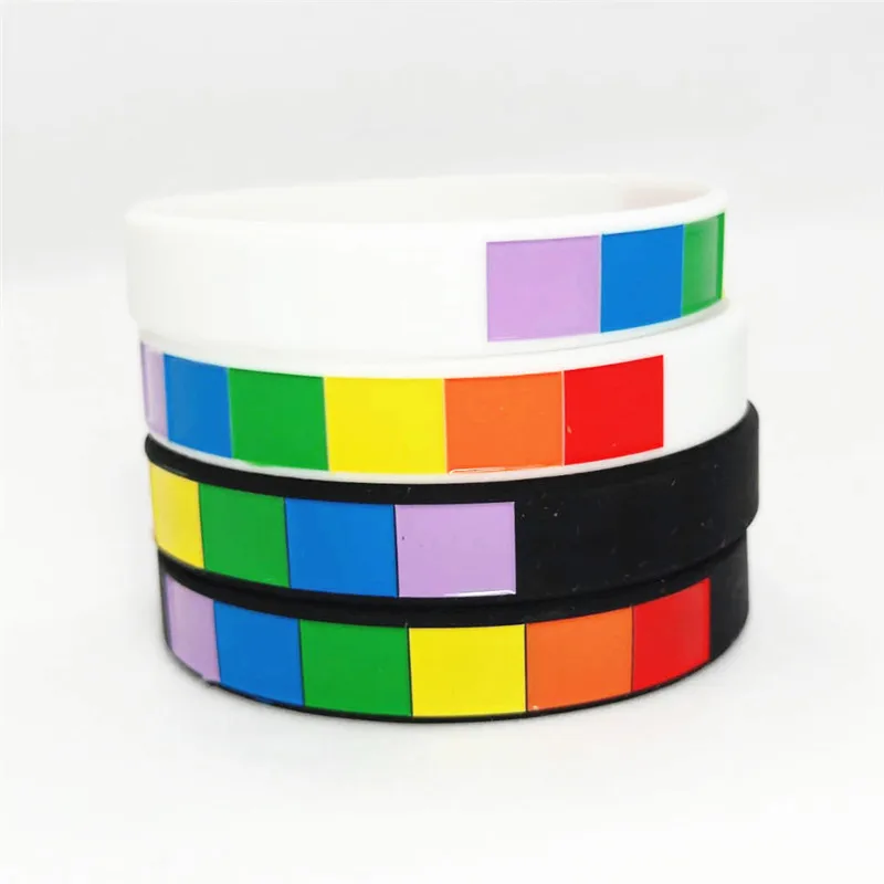 

1PC New Fashion Rainbow Colour Pride Silicone Wristband Sports Colour Rubber Bracelet &Bangles Women Men Gift Jewelry SH319